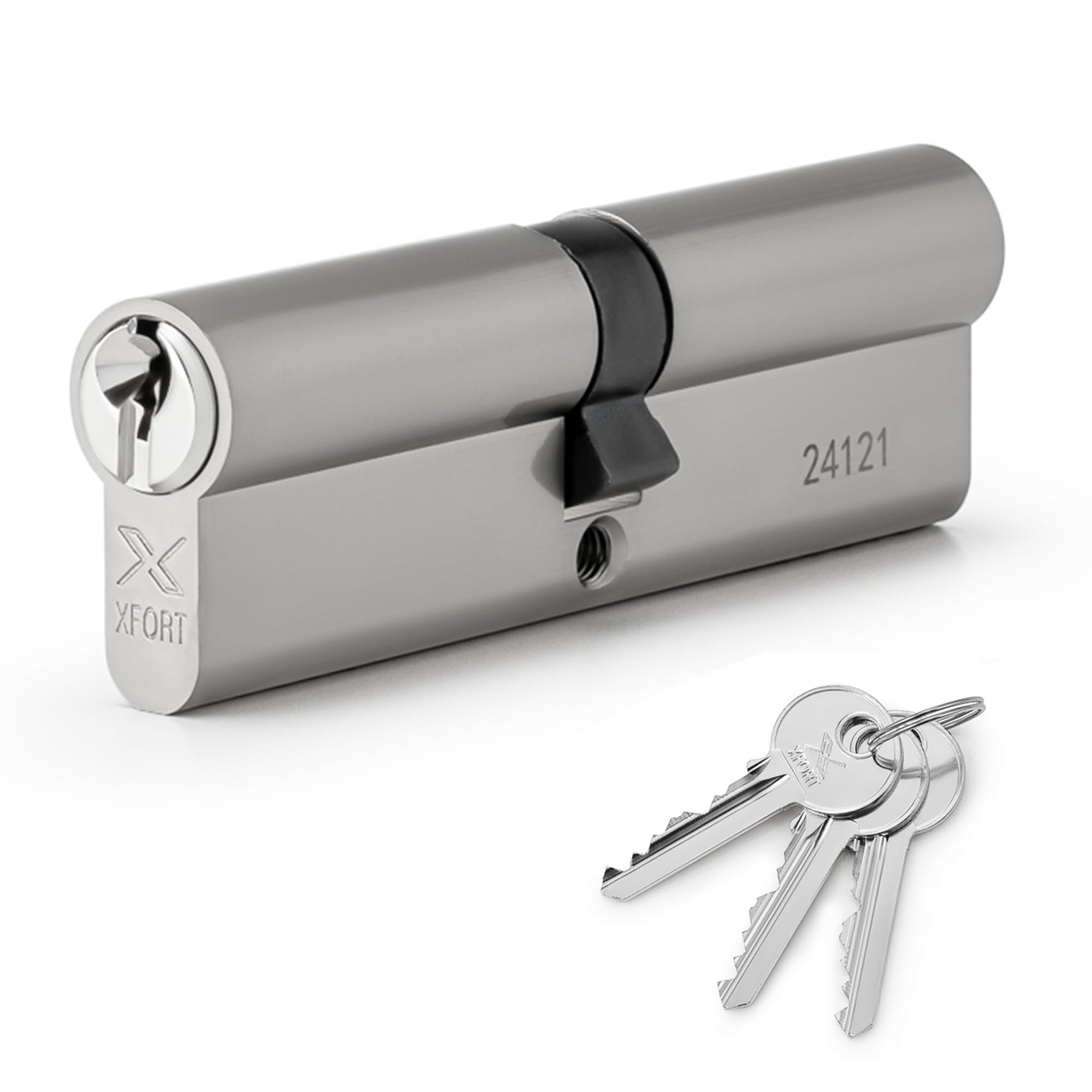 XFORT Chrome 35/55 Euro Cylinder Lock (90mm), UPVC Door Lock, 6 Pin Cylinder Lock with 3 Keys, PVC Door Lock, Euro Lock Cylinder, Barrel Lock for Front Door or Internal Door