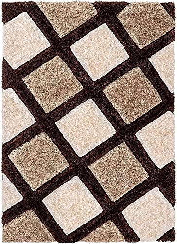 Image of Microfiber Shaggy Carpets for Living Room Handwoven Carpet Kitchen Cabins Hall Area Modern Bedside Runner Carpets for Bedroom Rugs Size 5 X 7 Feet Color Brown Grey C