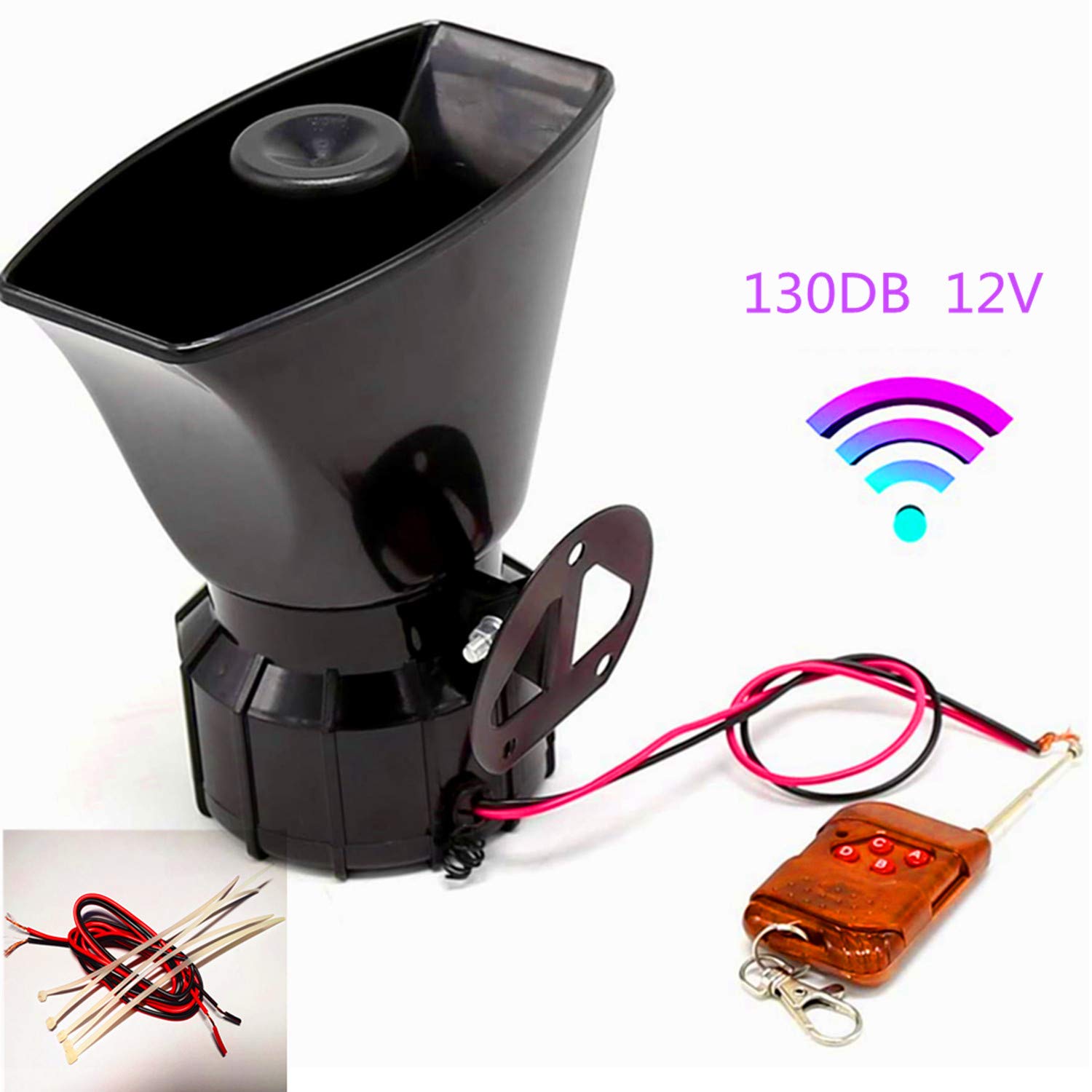 Car Horn Corne d'alarme à distance Corne de voiture Alarme de sirène 7 Tons 100W Sirène d'incendie de police Klaxon télécommande marron Haut-parleur sans fil pour tout 12V camion bateau ect