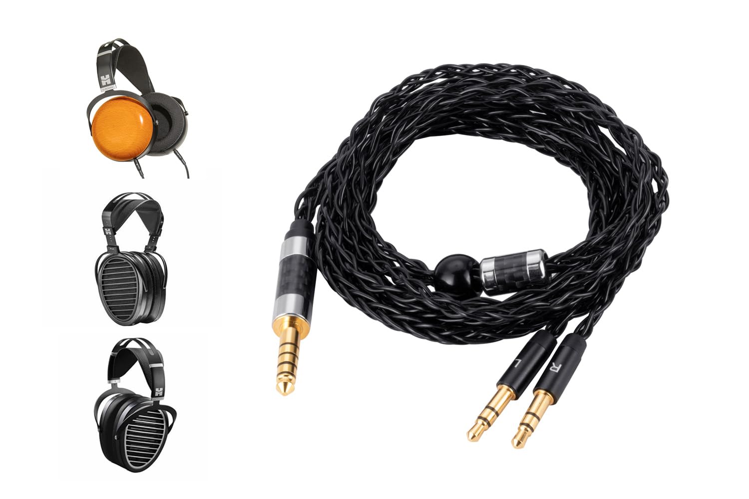 Câble de rechange symétrique à 8 fils OCC de 4,4 mm vers double 3,5 mm - Avec OCC plaqué argent - Compatible avec les casques Sundara, Arya, Ananda et WM1A, NW-WM1Z, PHA-2A, HiFi Upgrade (1,3 m)