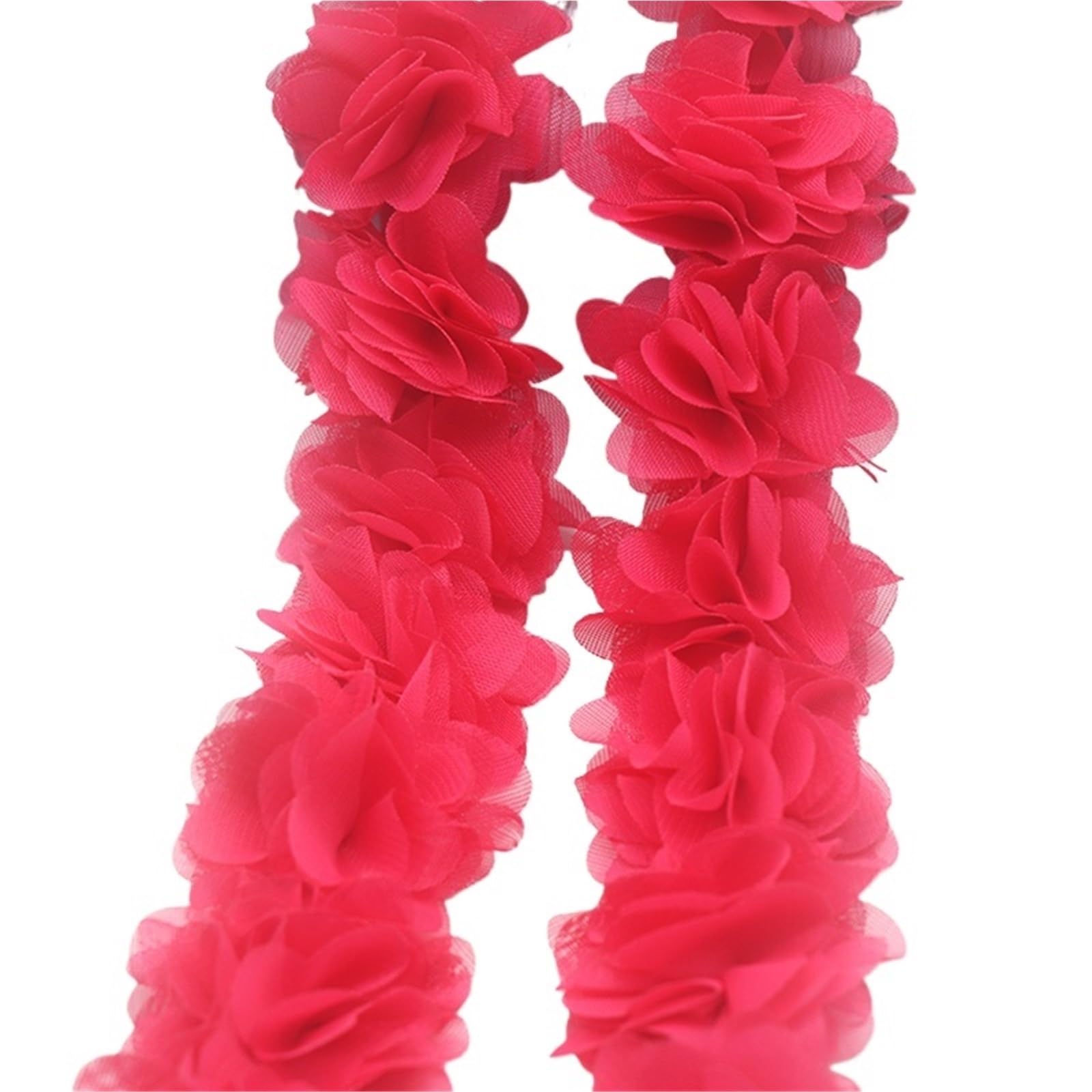 Wtaxbh Hotpink Iron On Patches 5Cm Flowers 3D Chiffon Cluster Lace Dress Decoration Fabric Applique Trimming Sewing Supplies(Hotpink)