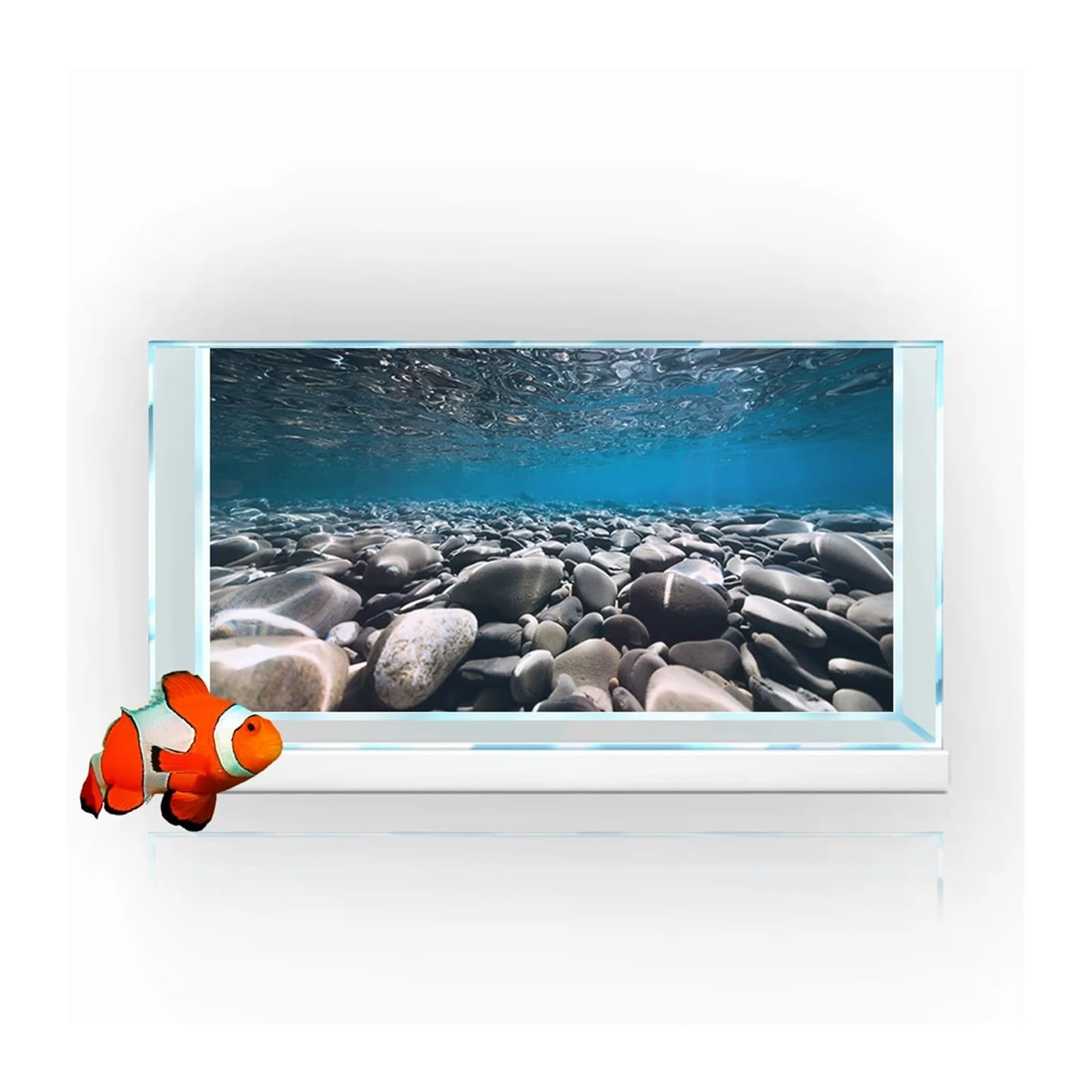 Fondo Acuario Adhesivo de Fondo for Acuario, río, Piedra, Papel Tapiz, decoración for pecera, póster Paisaje PVC(50x100cm)