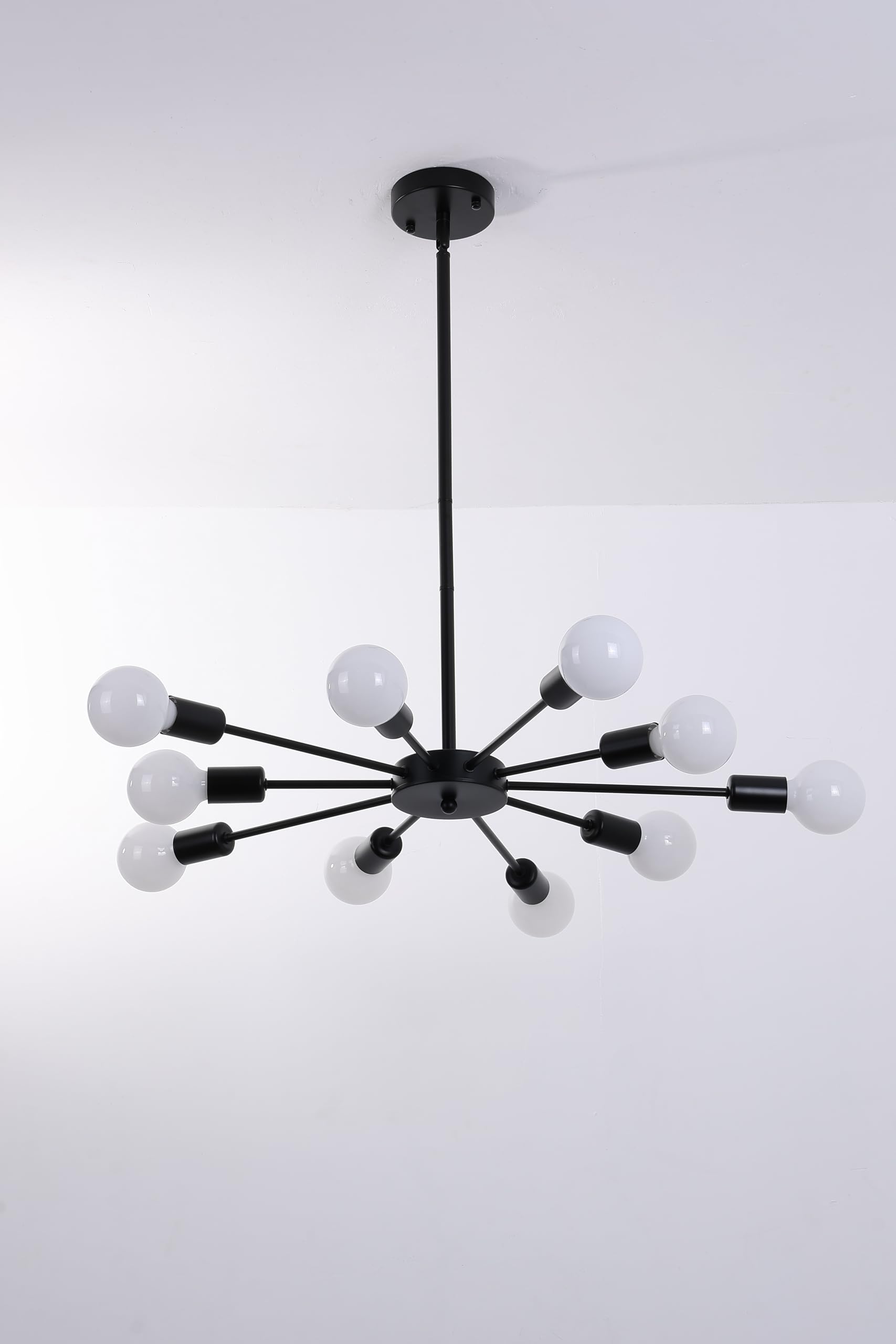 Ganeed Black Ceiling Light Fixture,10-Lights Semi Flush Mount Mid Century Ceiling Lights,Modern Chandelier Kitchen Light Fixtures，Ceiling Mount & Dining Room Light Fixture for Bedroom Entryway Hallway