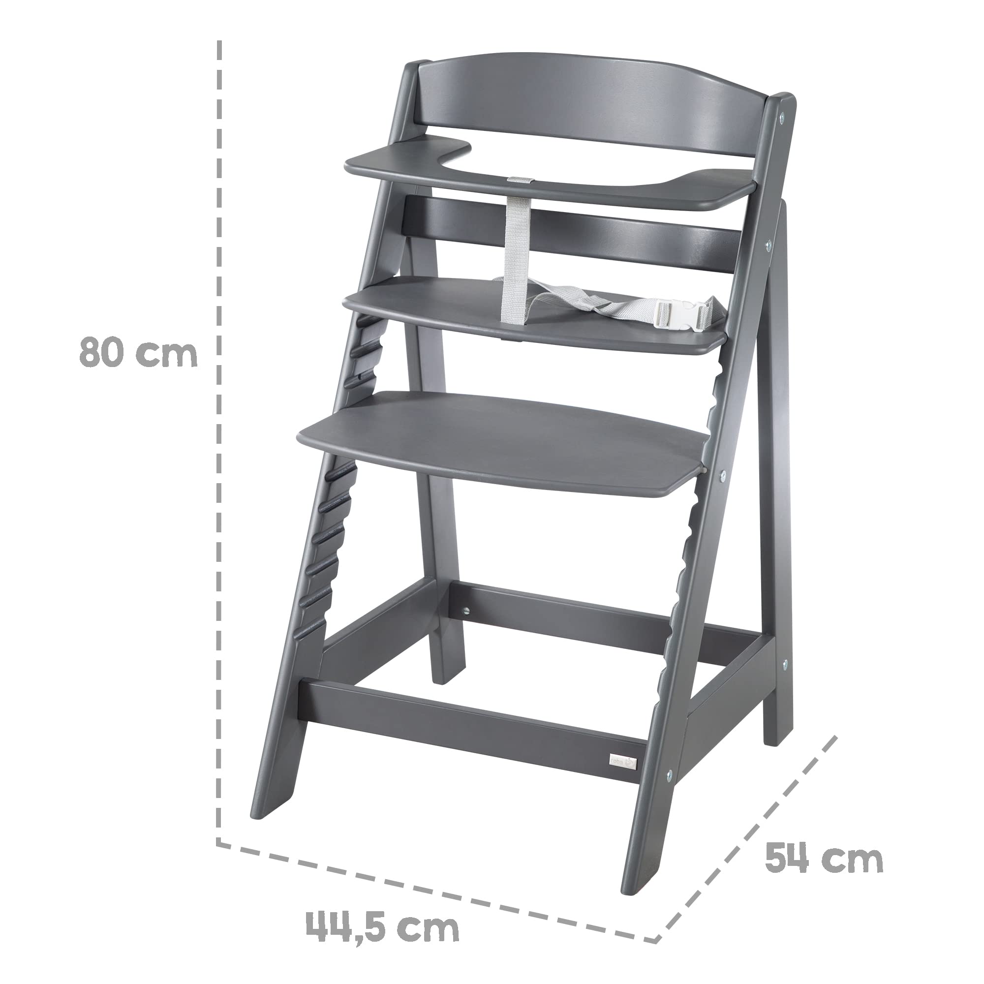roba Babyhochstuhl Sit Up Flex - Mitwachsender Hochstuhl aus Holz - Verstellbarer Kinderhochstuhl mit Schrittgurt - ab 6 Monaten bis 70 kg - Anthrazit