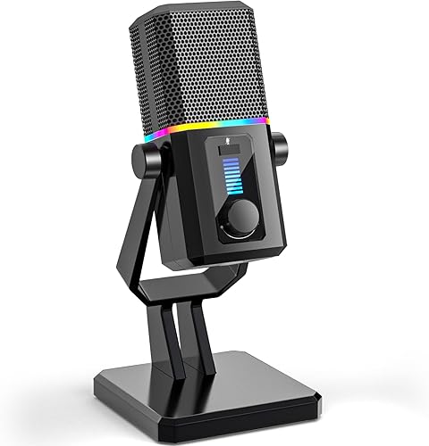 Miniatura 9 de Facmogu HK2 Micrófono para juegos, micrófono dinámico USB para juegos para PC, micrófono de transmisión de juegos de computadora con luz RGB, botón