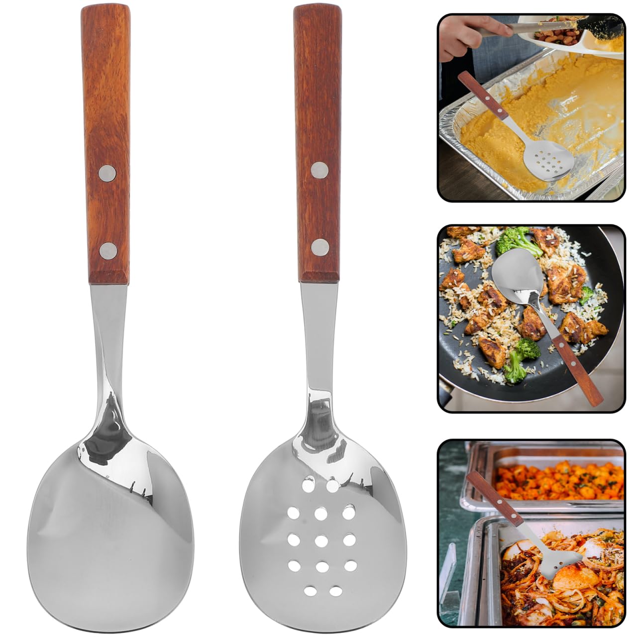 Stainless Steel Serving Spoon - Rosewood Handle -6
