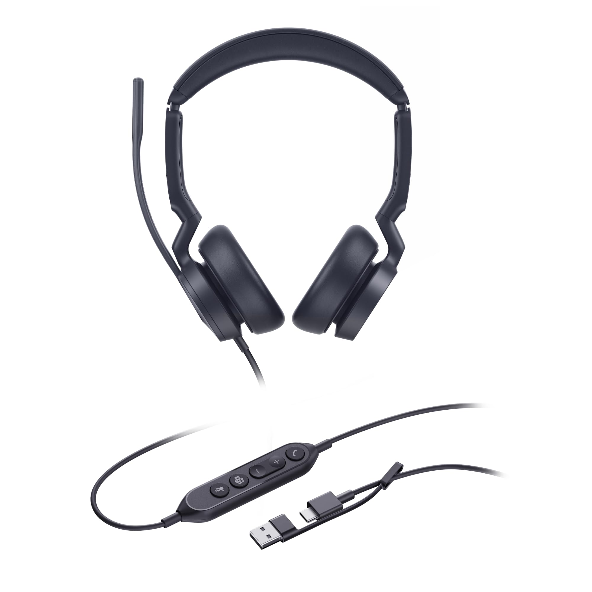 Yealink Casque Filaire UH46 Dual USB avec Adaptateur USB-C/A, Variante Teams