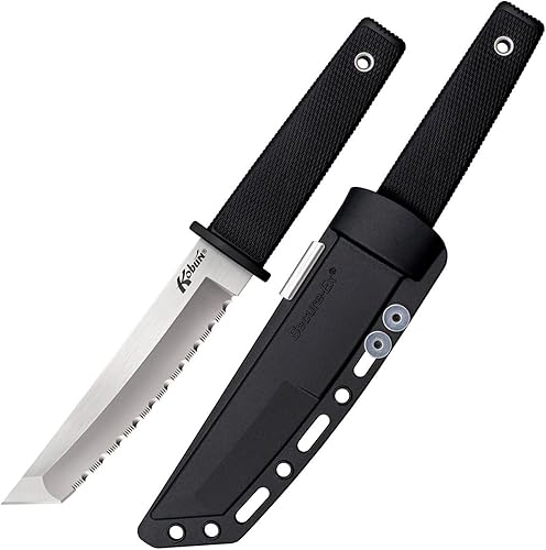 Cold Steel Kobun - Cuchillo táctico de hoja fija con funda, dentado, talla única
