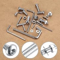 520 Stk M3 M4 M5 M6 Schrauben Set, Innensechskantschrauben Muttern Set, Edelstahl Rundkopf Gewindeschrauben mit Muttern, Maschinenschrauben Sortiment mit Unterlegscheiben Set(Silber) – Ansicht 3