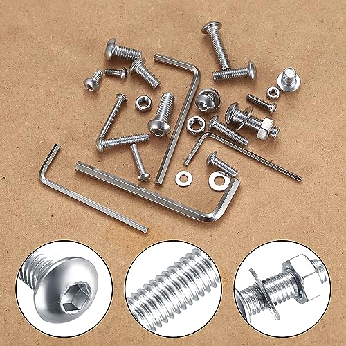 1080pcs Screws Bolts and Nuts and Washers Assortment Set, Metric M4 M3 M2 Stainless Steel Hex Socket Head Cap Screws Kit, Assorted Machine Screws Nuts and Bolts with Washers (520 Silver) - Thumbnail 3