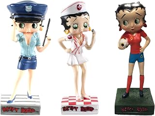 OPO 10 - Set of 3 Betty Boop Figurines 6in (15cm) Nurse + Soccer Football Player + USA Police / BB6