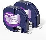 Replace for Dymo Label Maker Refill White Plastic LetraTag Tape | 91331(S0721610) 1/2In x 13Ft for Dymo LetraTag Label Maker LT100H 200B LT100T QX50, 2 Pack