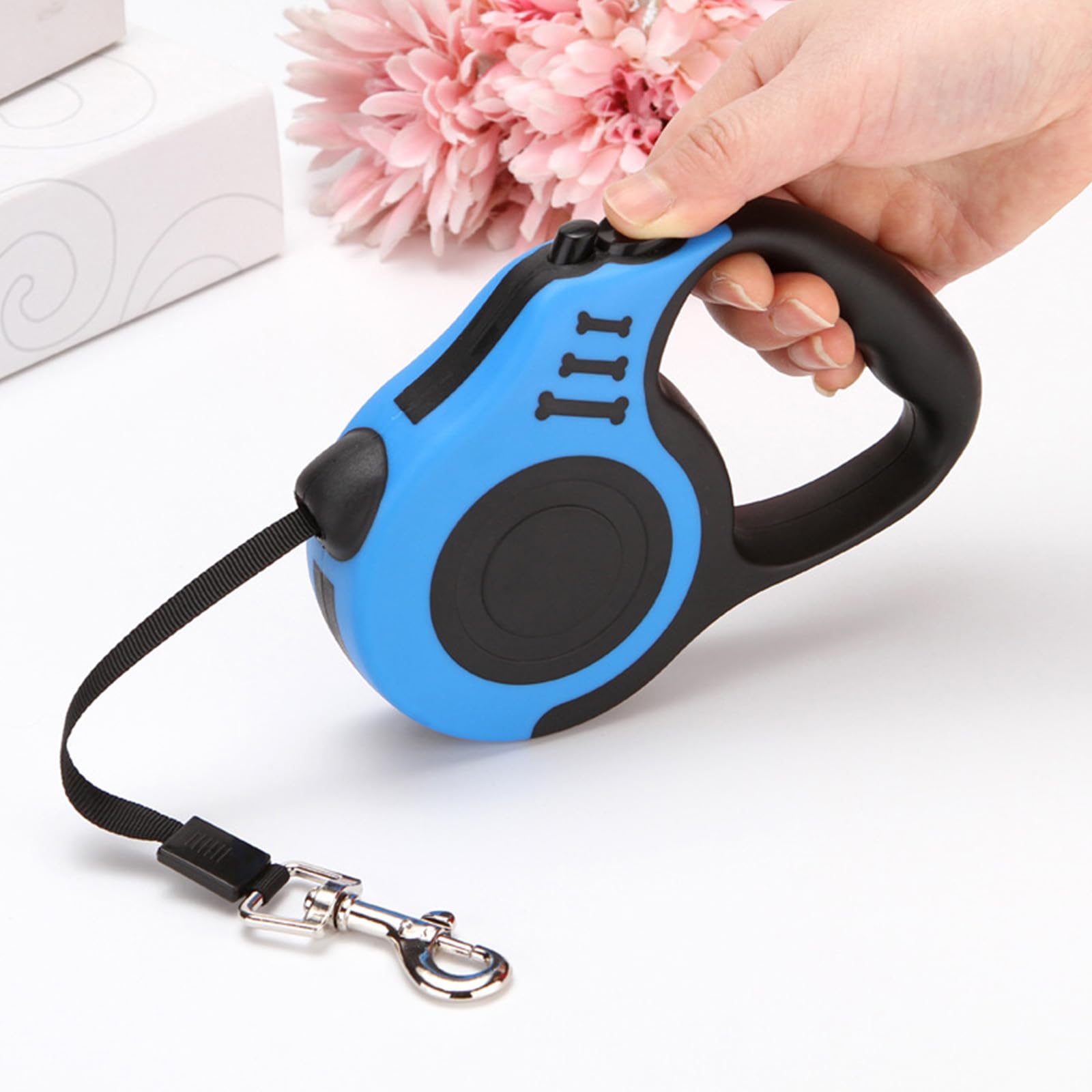 Retractable Pet Leash with Double Switch – Adjustable Nylon ABS Dog Leash for Safe Walking, Training, and Outdoor Activities