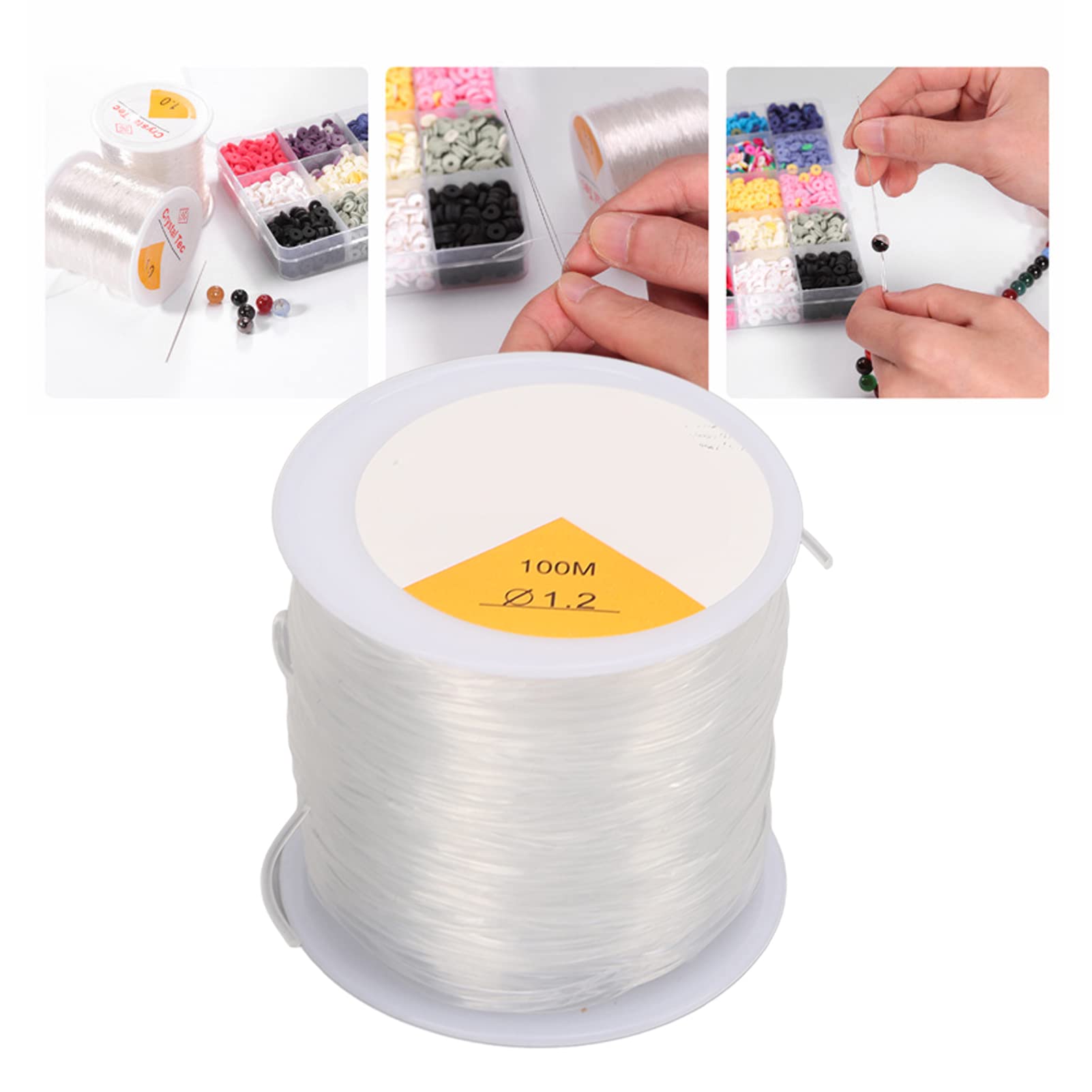 Cavo Elastico Trasparente 1,2 Mm Con 2 Aghi Per Perline – Kit Fai Da Te Per Bracciali E Collane - 3