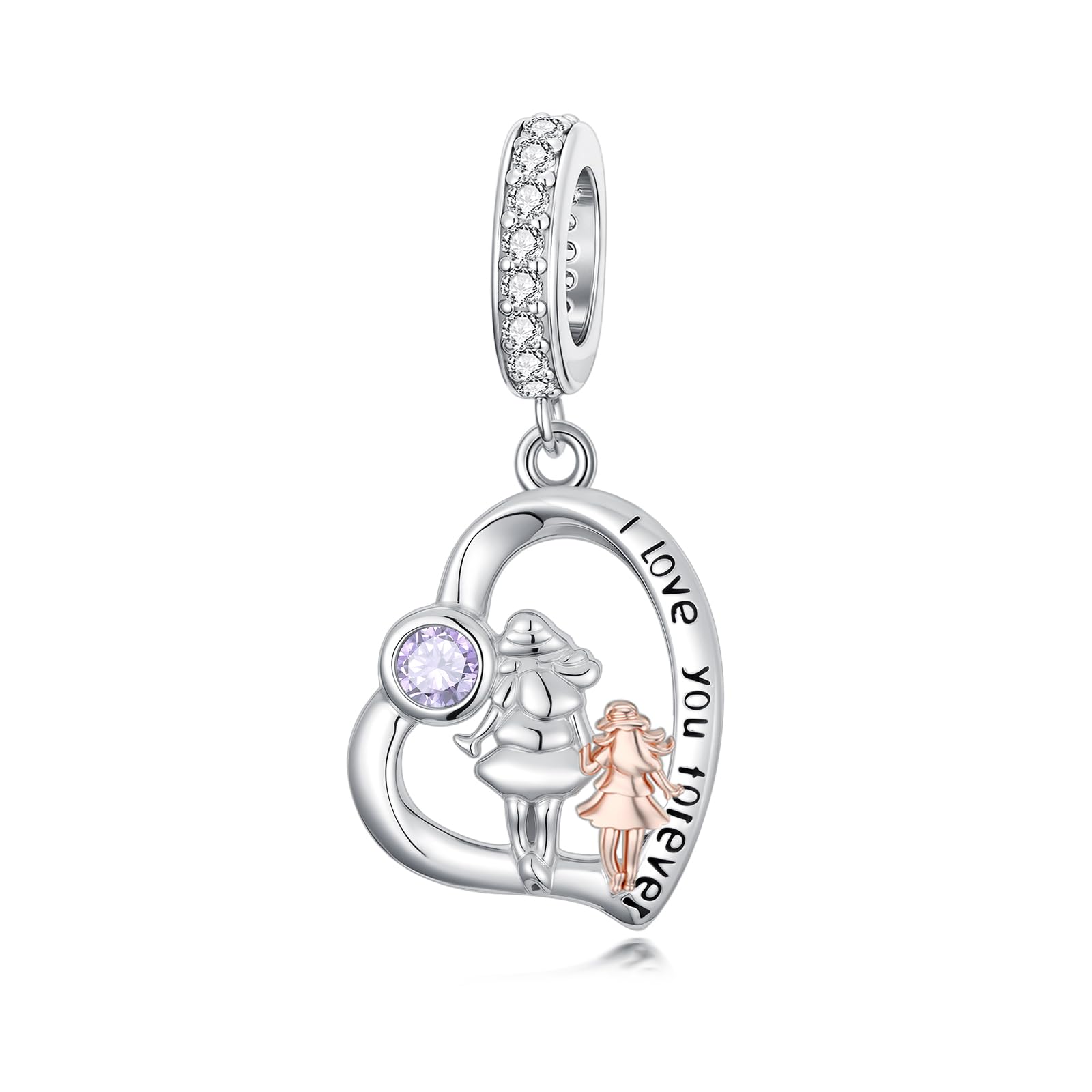 PROESS Father Mother Daughter Charm fit Charms Bracelet Sterling Silver Charms for Bracelets Birthday Valentines Day Gifts for Daughter Mother Lover