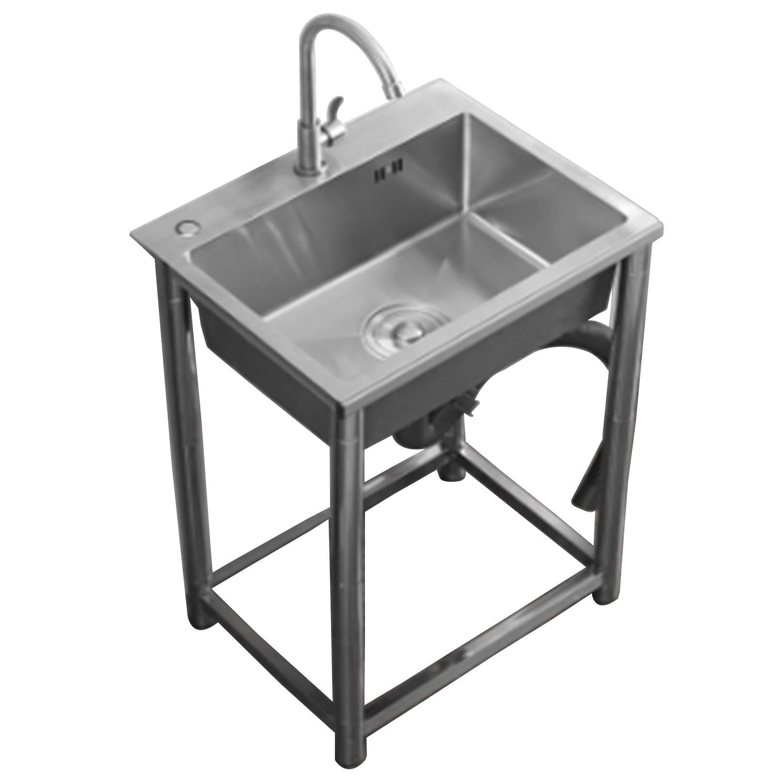 WDSOPK Stainless Steel Freestanding Utility Sink for Outdoor Commercial and Indoor Use Single Bowl Portable Sink for Garage Laundry Room 72×45cm Deep and Durable