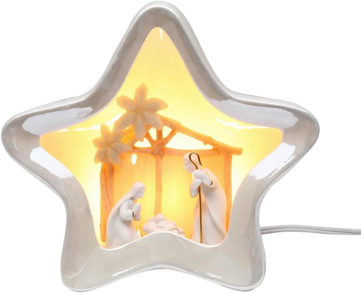 Star Shape Nativity, Lighted, 6-3/4-Inch Tall, Includes Light Bulb and Cord