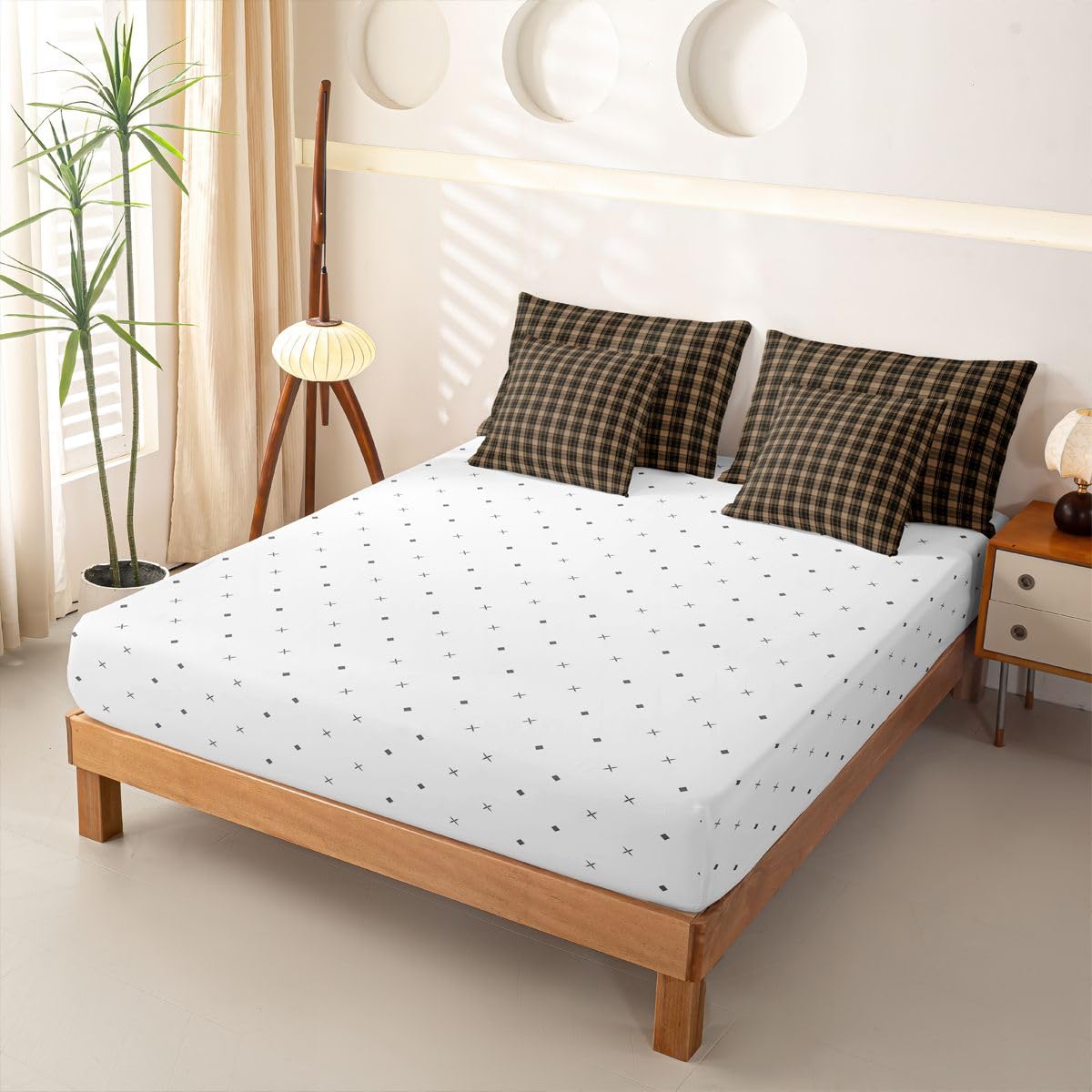 Loussiesd Borwn Green - Juego de funda de edredón con sábanas, 7 piezas, tamaño doble, cama en una bolsa, juego de ropa de cama para niños y niñas, decoración de dormitorio, transpirable, suave y