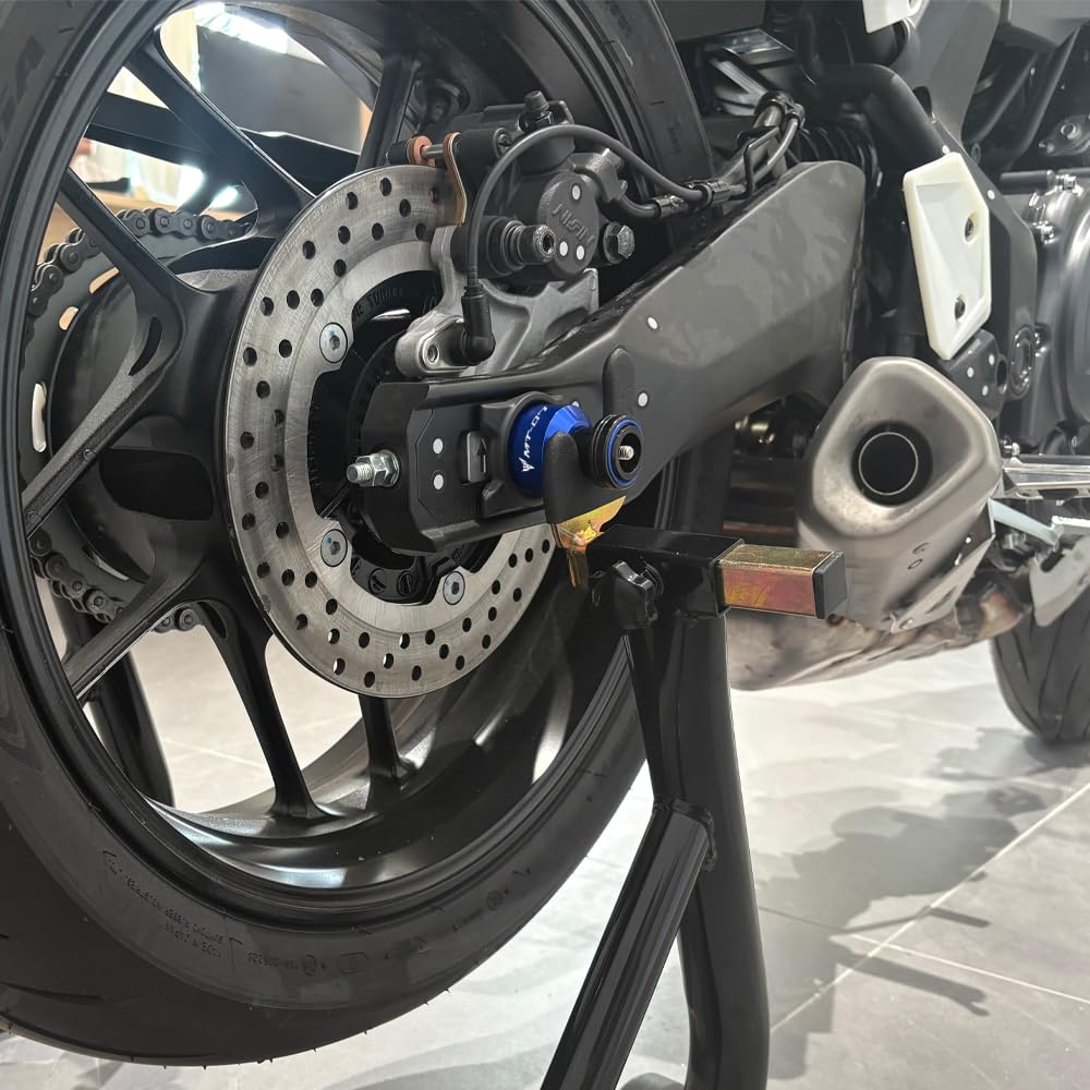 Per Yamaha MT07 MT 07 MT-07 FZ07 2014-2024 2025 2026 moto asse posteriore crash con braccio oscillante Spool Stand Slider (blu)