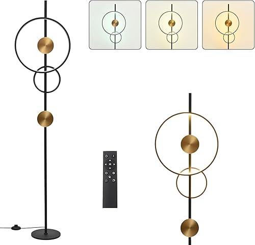 Miniatura 7 de AManLife Lámpara de pie, lámparas de pie LED modernas para sala de estar, 40W - 2500LM - Lámpara de pie regulable con control remoto de 3 colores,