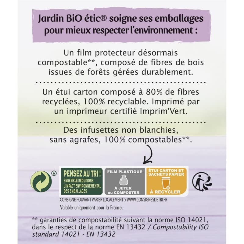 JARDIN BIO - Infusion Détox Bio 20 Sachets + Étui 30G - le Lot De 4