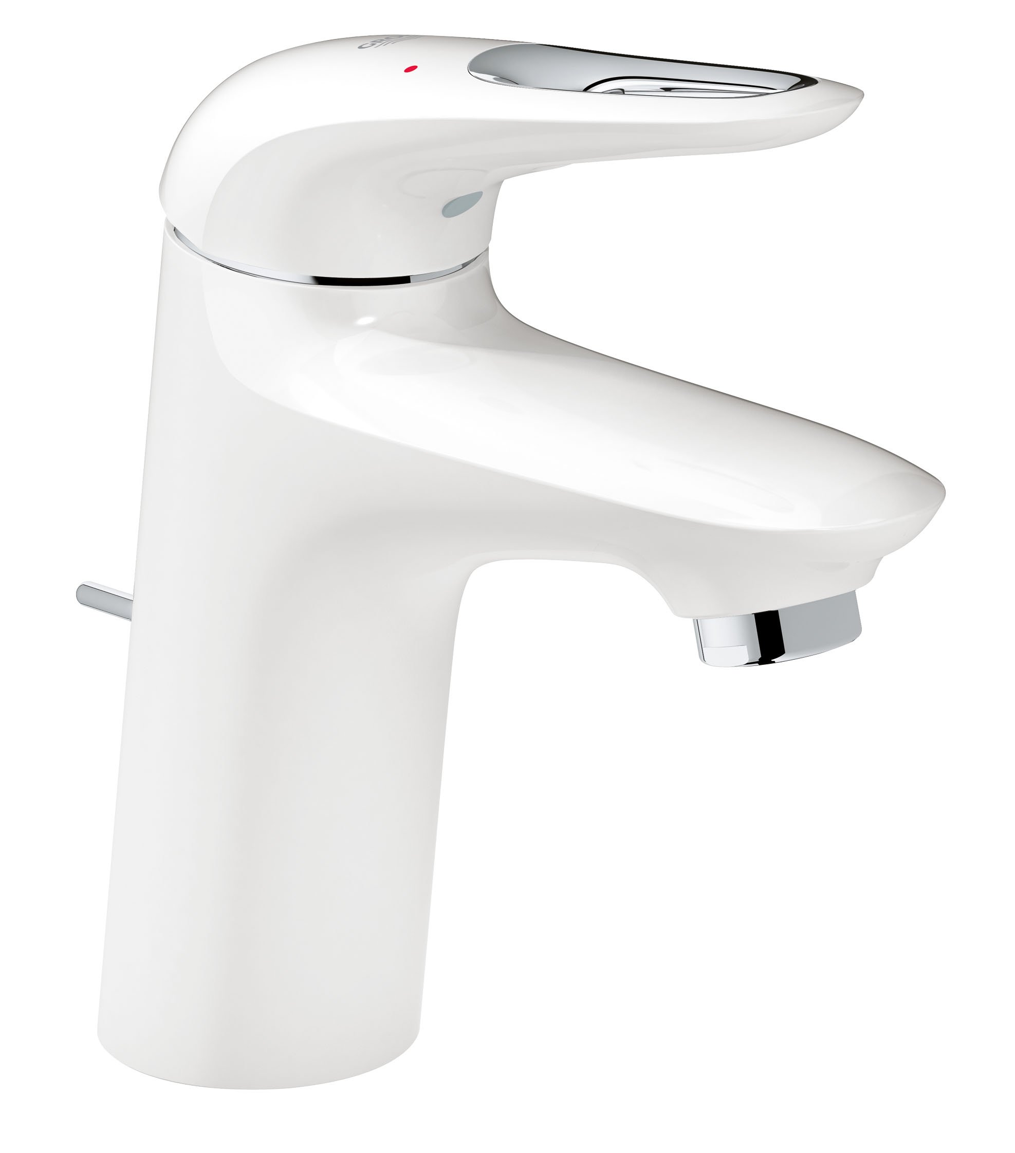 Grohe White Eurostyle Basin Mixer Tap With Pop Up Waste - Moon Finish: