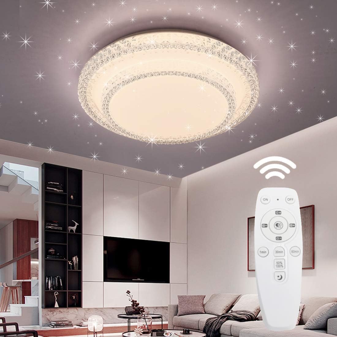 ZYCYLIGHT LED Flush Mount Ceiling Light Fixture, 35W 15.7