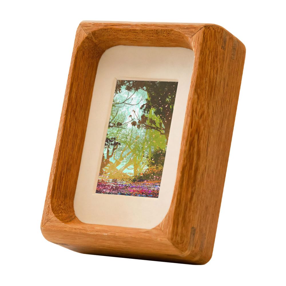 Bdkmms B Wood Picture Frame, 2.2×3.4Inch/3×4Inch Horizontal & Vertical Photo Frame With Adjustable Stick For Tabletop Pictures Display