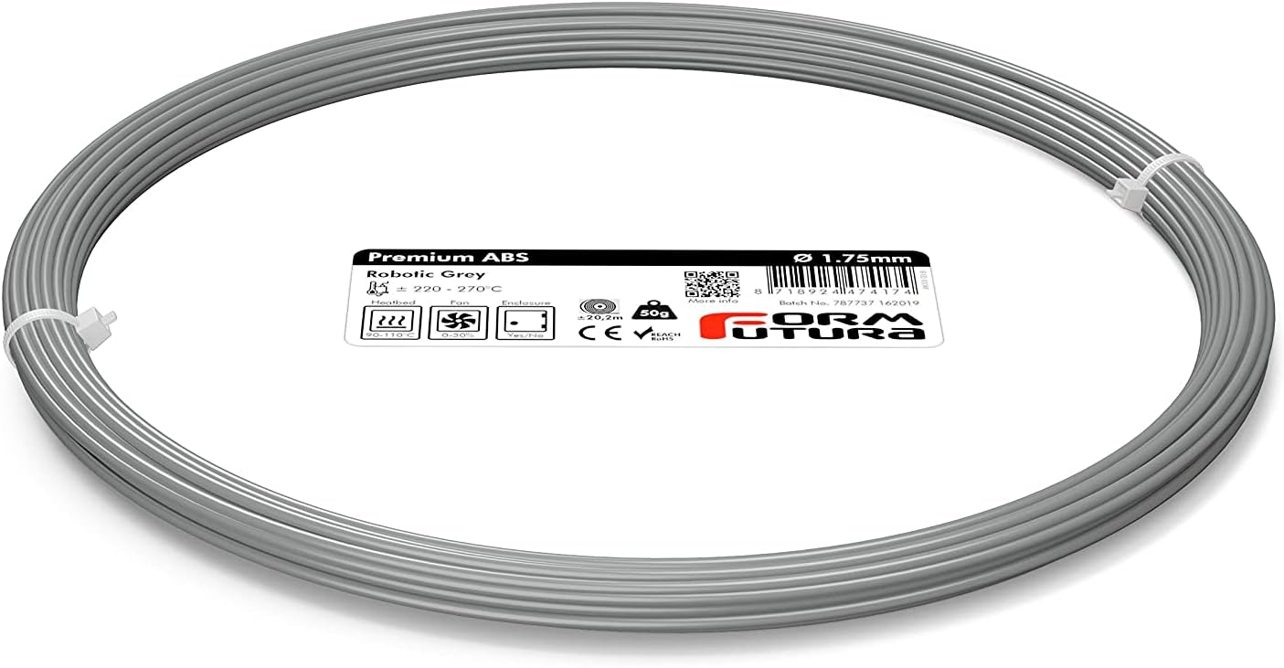 Formfutura 1.75mm Premium ABS - Robotic Grey - 3D Printer Filament Sample