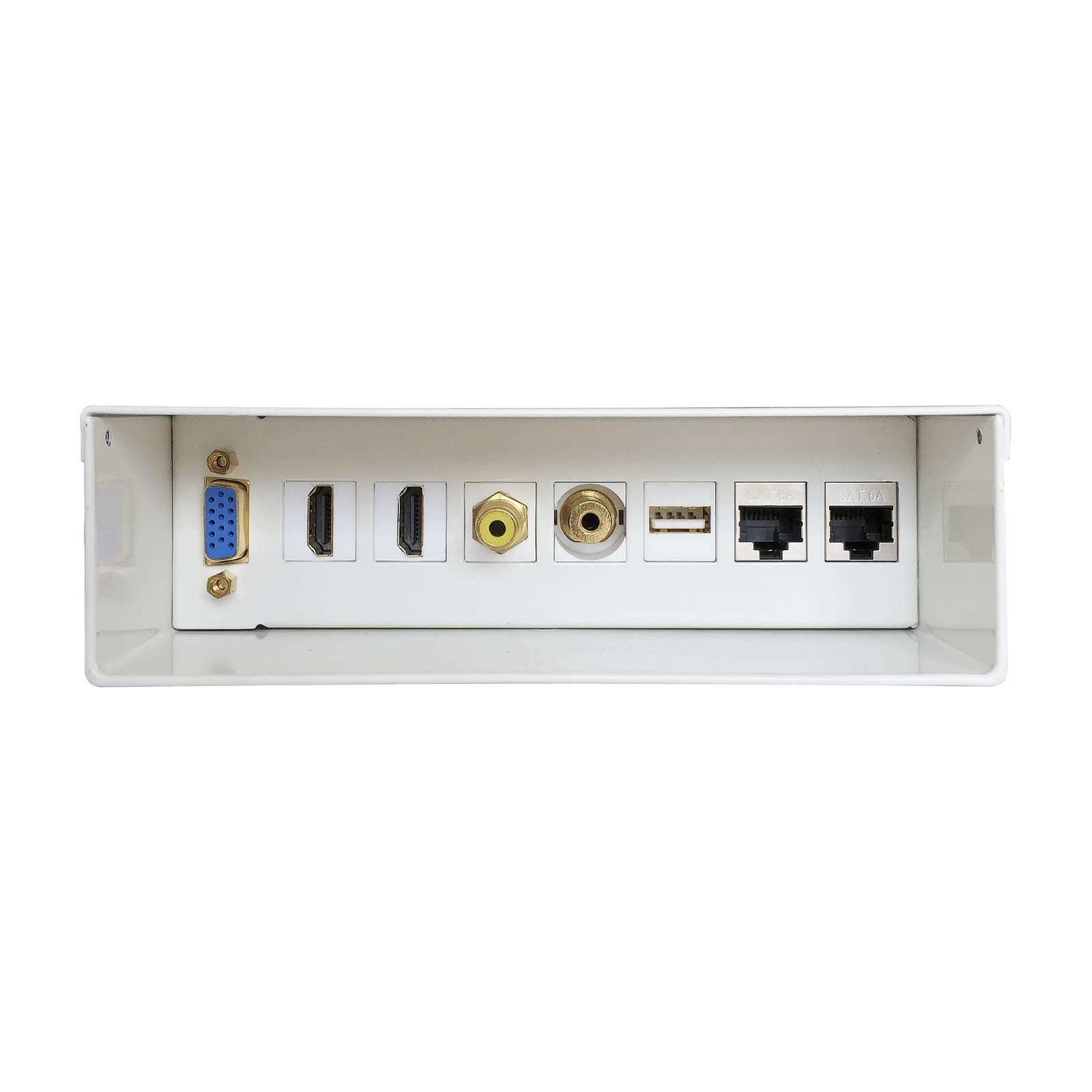 AISENS - CAJA DE CONEXIONES AUDIOVISUAL VGA+2XHDMI+JACK3.5+RCA+1XUSB+2XRJ45 CAT.6A STP, BLANCO