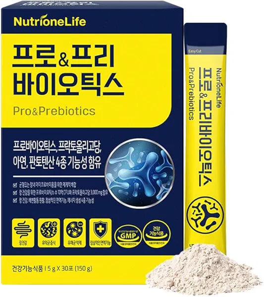 NUTRIONELIFE Pre&Pro Biotics, 1Billion CFU, Powder Type Korea Probiotics, Multi-Strain Probiotic Blend, Supports Digestive Wellness, Contains Zinc and Pantothenic Acid