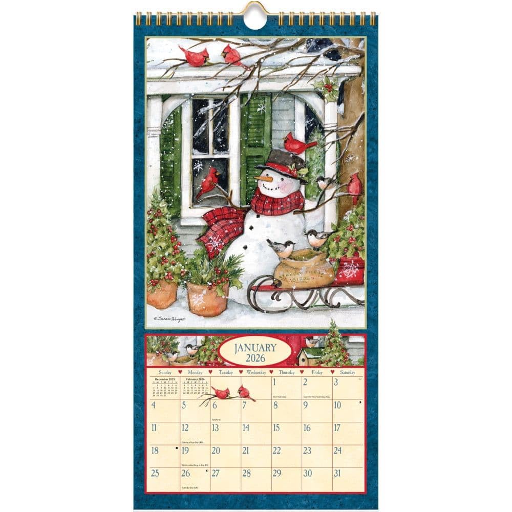 Lang, Heart and Home Vertikaler Wandkalender 2026, 20,3 x 40,8 cm, 12-Monatskalender mit gehefteter Bindung