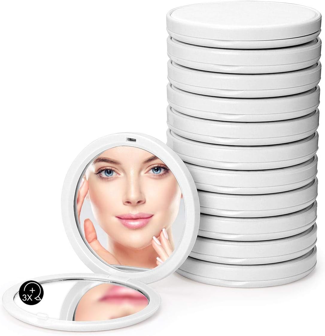 Getinbulk Compact Mirror Bulk, Set of 12 DoubleSided 1X/3X Magnifying PU Leather