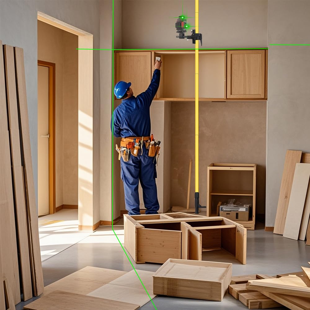 Palo multifunzione per livella laser da 4,2 metri, altezza regolabile, testa rotante a 360 gradi, con testa Pan-Tilt multi-funzione di regolazione fine