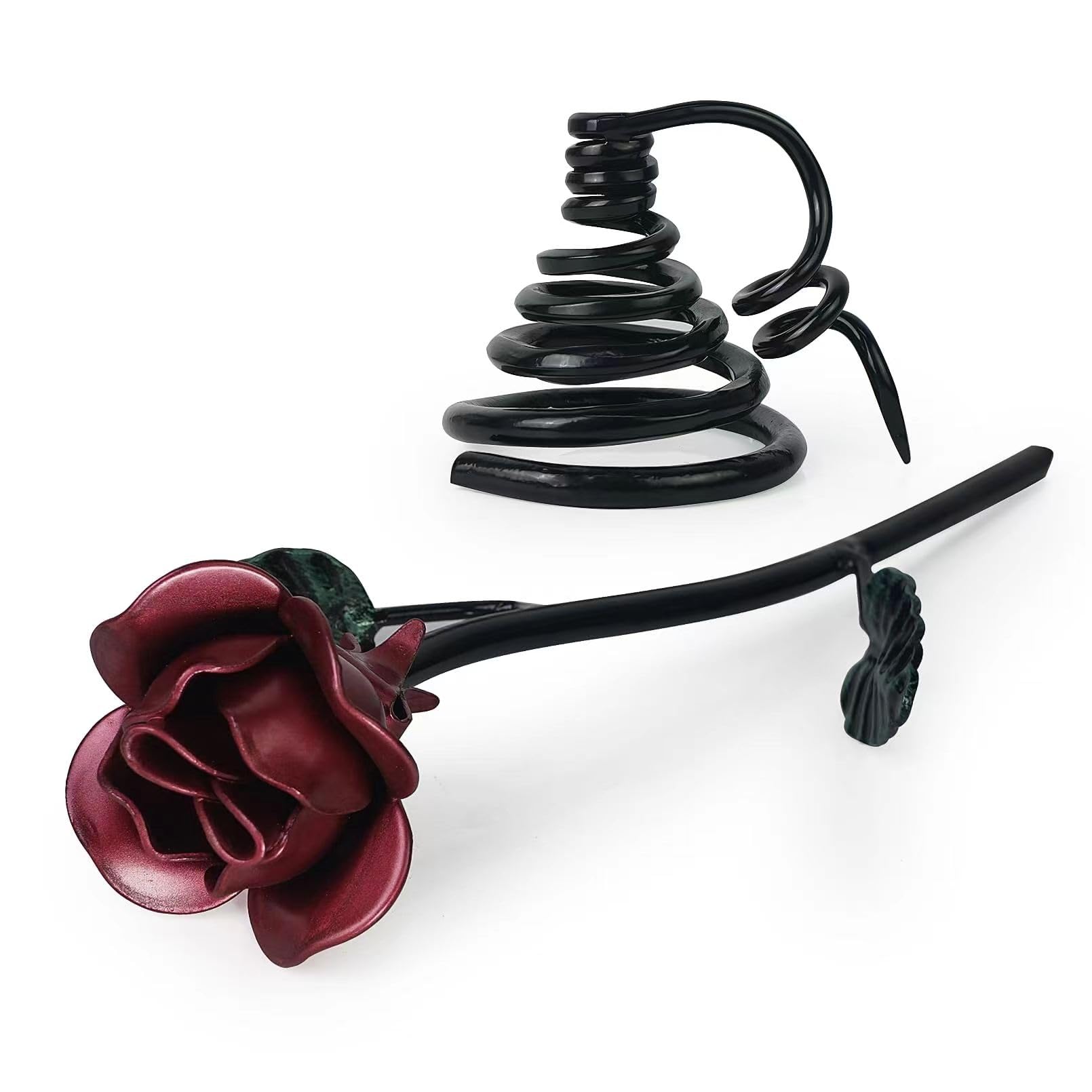Eternal Iron Rose with Steel Stand - Hand Sculpted Metal Rose Gift for 6 Years Wedding Anniversary Valentine's Day Birthday Christmas for Wife Mum Girl
