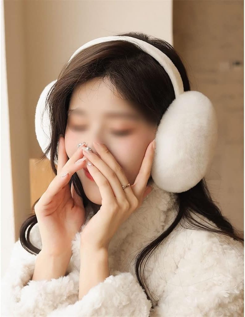 WENLII White Net Red Plush Earmuffs Winter Female Cute Furry Warm Earmuffs Riding Windproof Antifreeze Earmuffs Earmuffs : Clothing, Shoes & Jewelry