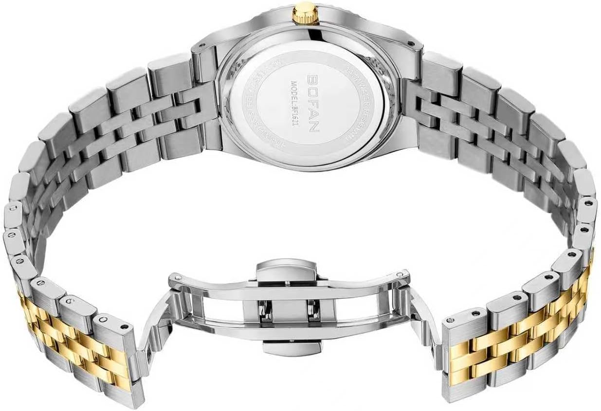 BOFAN Watches for Women Vintage Ladies Gold Watch with Luxury Diamond Dial,Date and Week Display,Stainless Steel Band,Waterproof.Adjustment Tool Included - Image 3