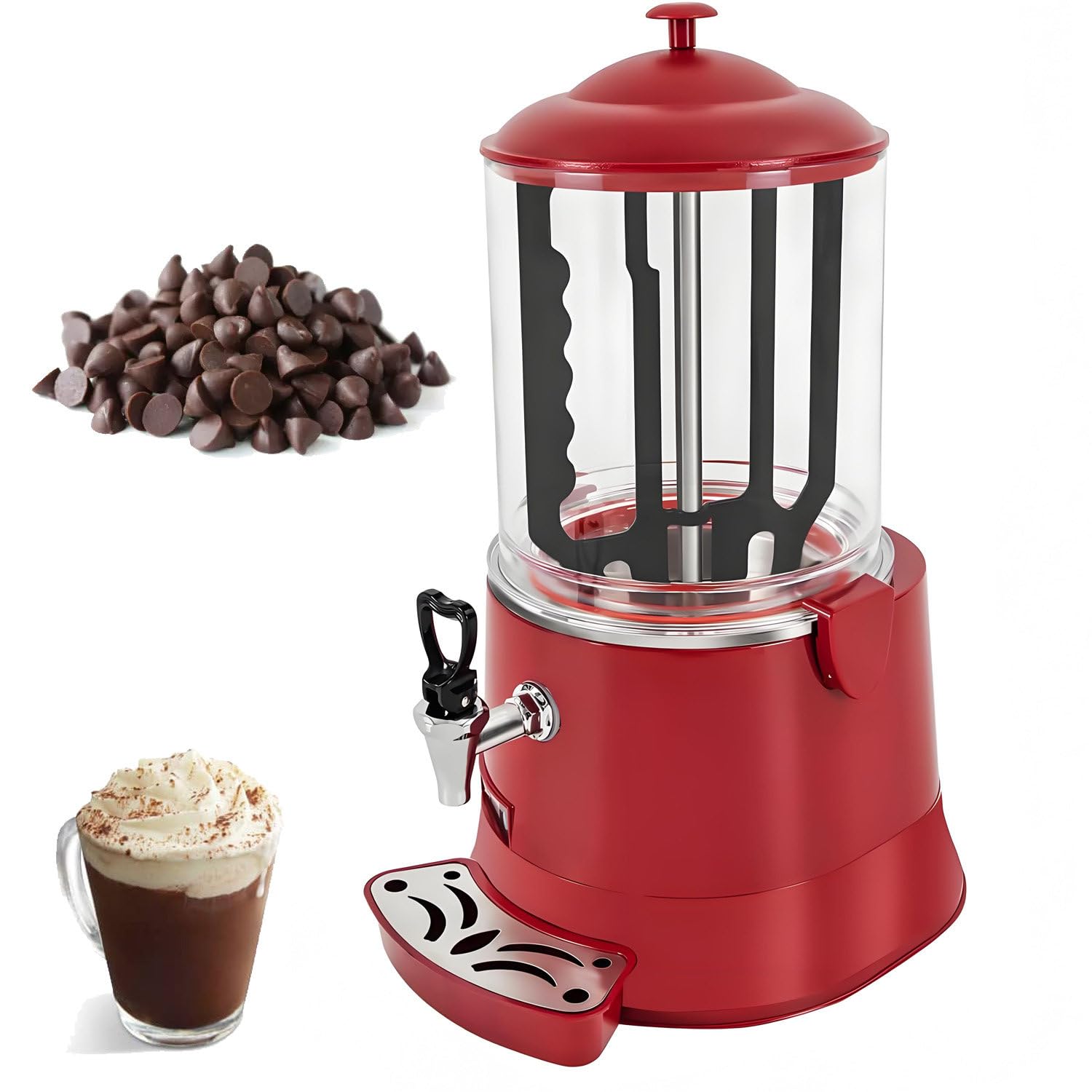 10L/5L Commercial Hot Cocoa Machine,Automatic stirring motor Red-10L