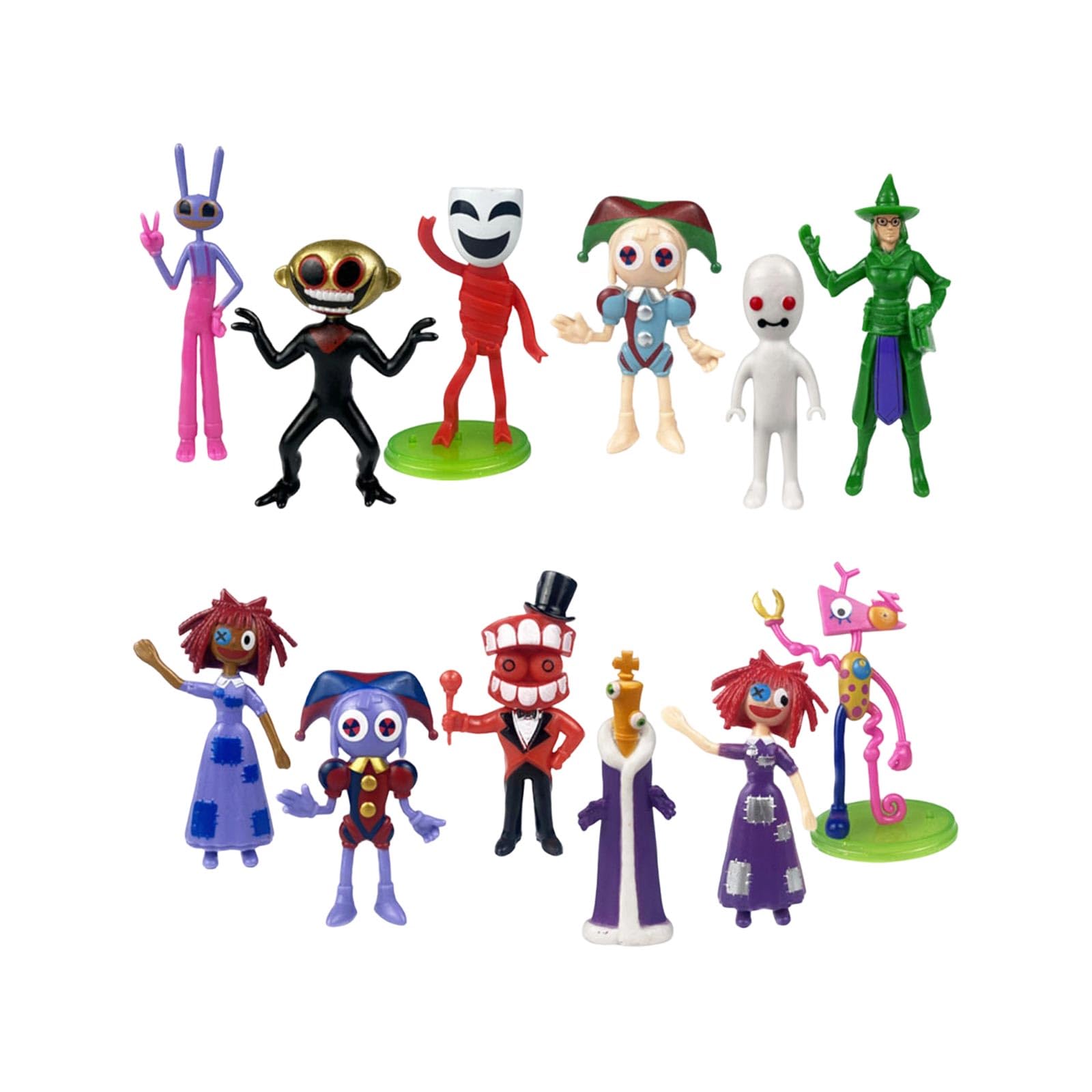 12PCS Cartoon Circus Character Circus Merch Cartoon Action Figure Toy Set Collectible Figurine with Accessories Themed Character Playset Gift for Kids Boys Girls