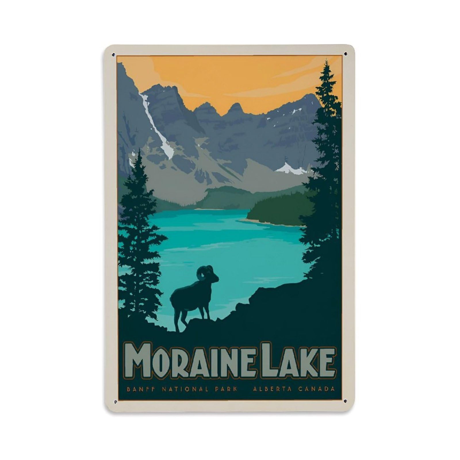 Vintage Trave Poster Canada Moraine Lake Metal Tin Sign Wall Decor for Cafe, Club, Garden Metal Poster 8x12Inch