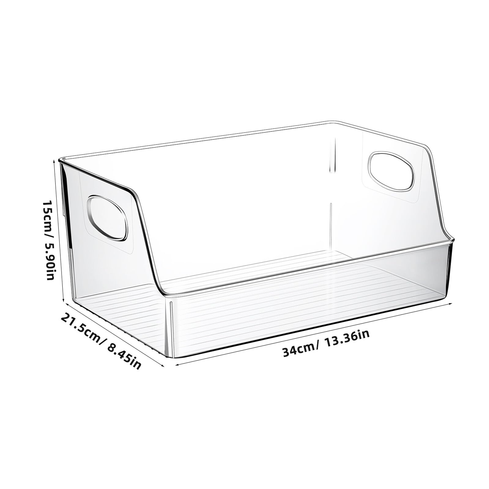 Amosfun Contenitore Trasparente per Libri e Fumetti 34x21,5x15 Cm, Organizer per Scaffali e Dispensa, Cestino Resistente in Plastica per Organizzazione Classe e Cucina