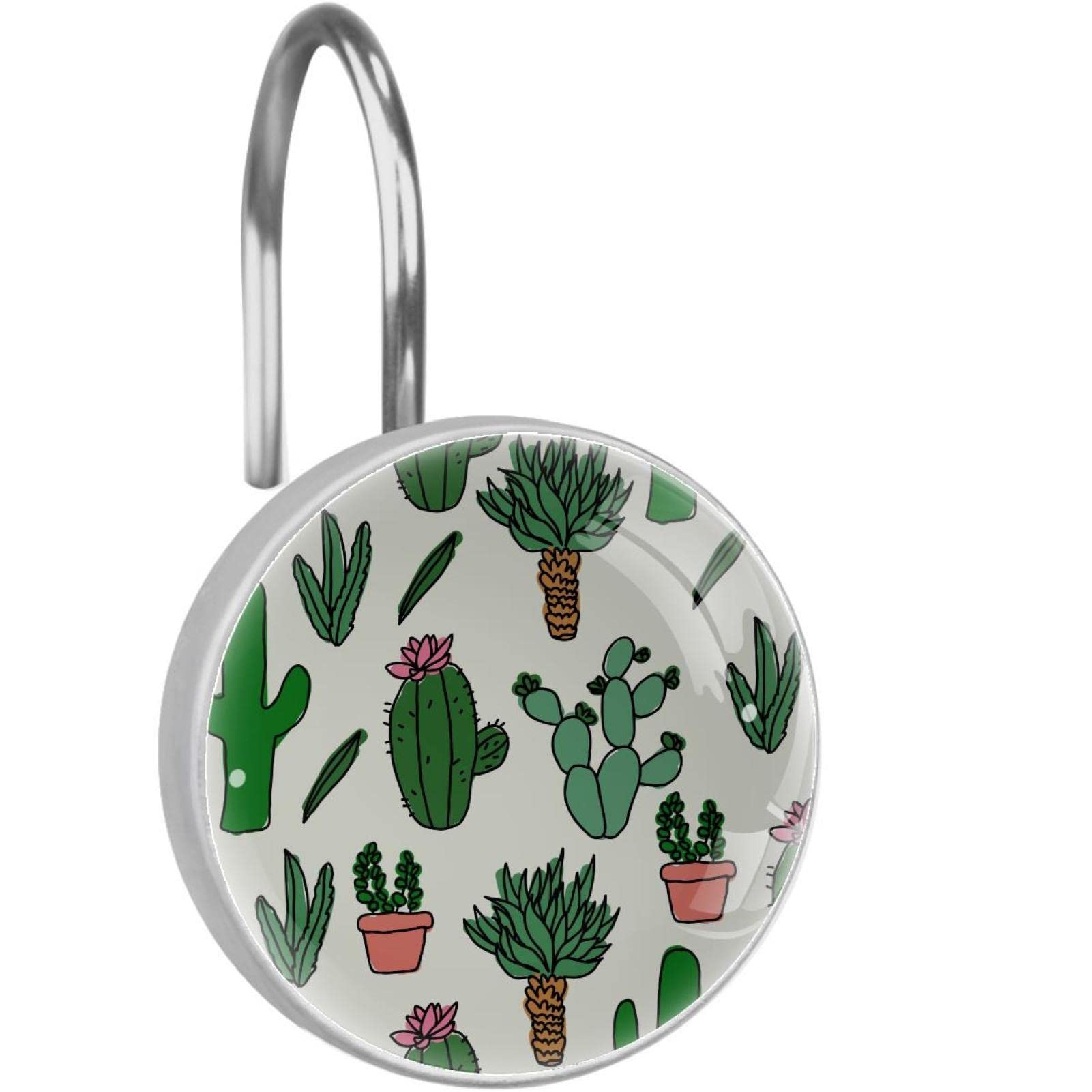 Crochets rideau de douche anti-rouille en acier inoxydable cactus