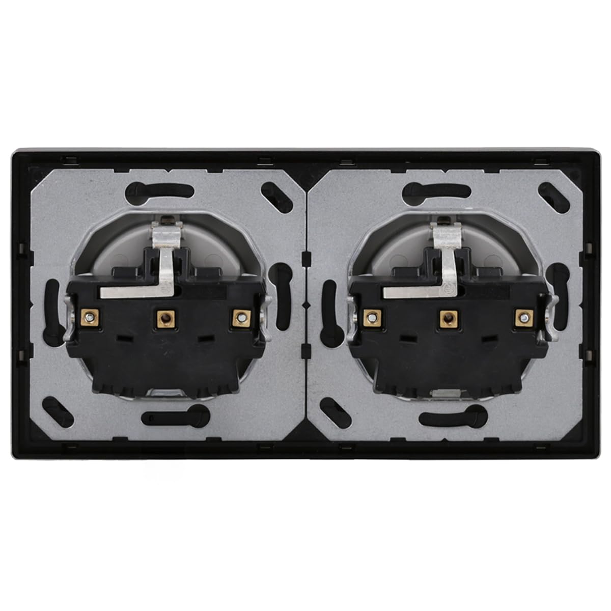 JUNG Serie LS 2x SCHUKO Steckdose Set Edelstahl | mit 2x ES1520 SCHUKO Steckdose, ES2982 Rahmen 2-fach