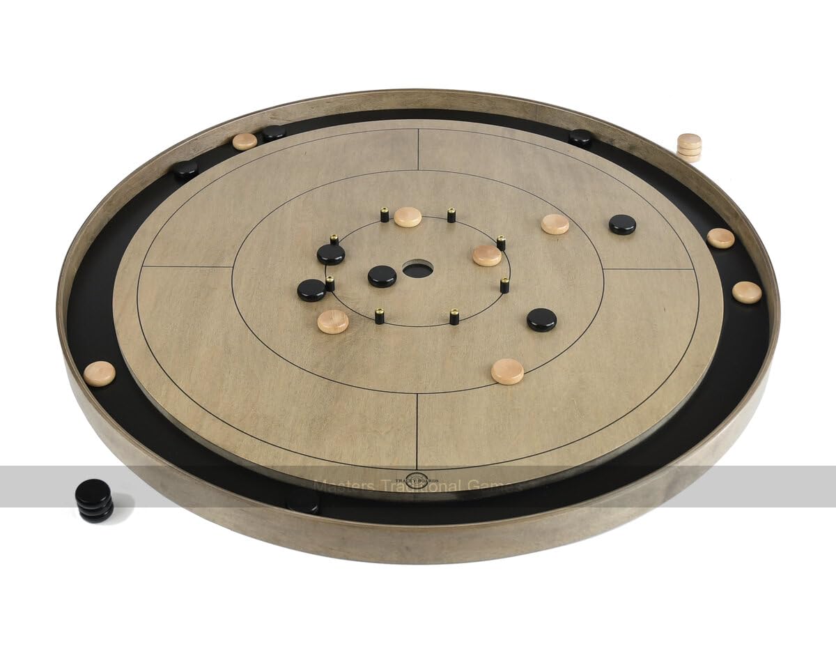 Tracey 'Grey Rock' Crokinole Board - Tournament Board - Dark Grey Ditch and Hole - 26 Disks - Handmade in Canada