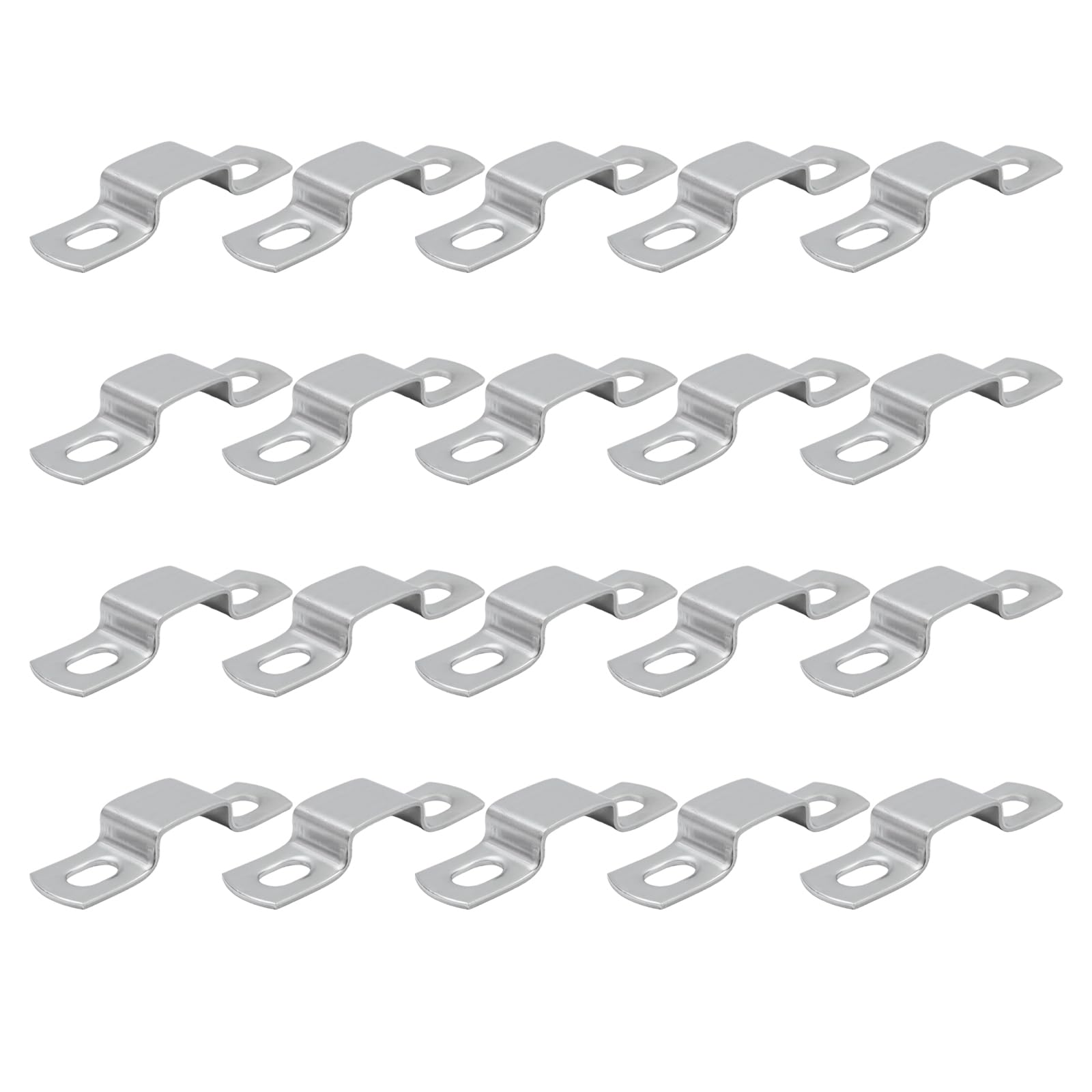 Square Tube Strap Clamp 20Pcs, 0.82 x 0.38 Inch U Shape Pipe Strap, 304 Stainless Steel, Deck Fence Post Tie Bracket for Conduit, Pumbing System, Strut Channel, Door Closed Bar Holder