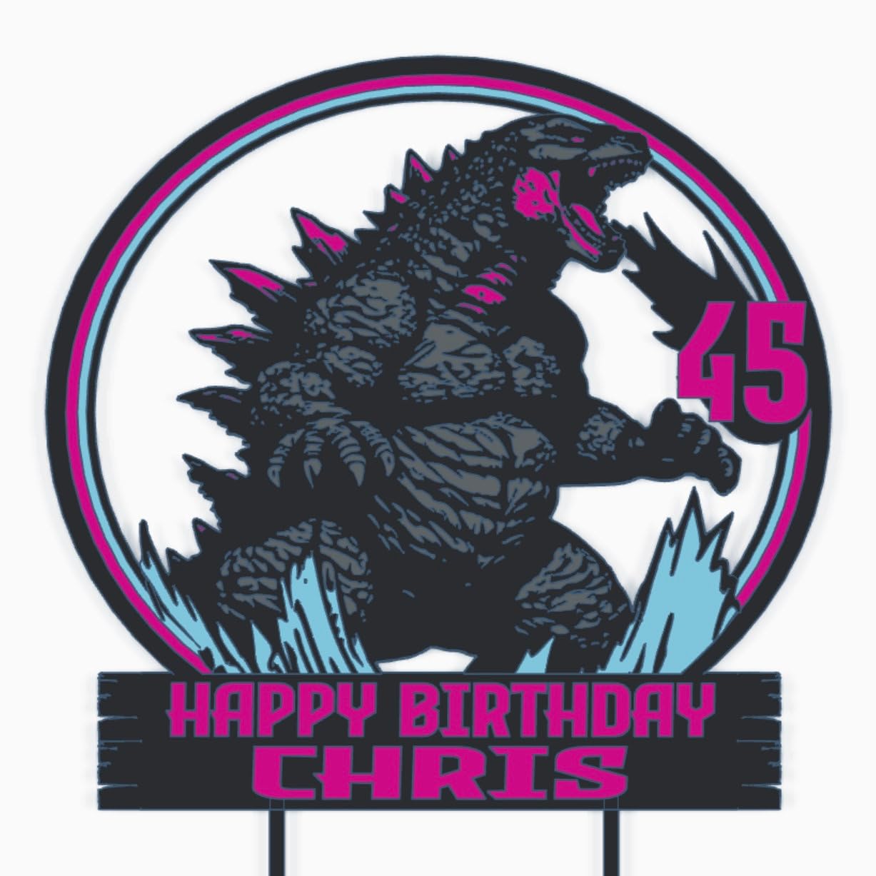 Kaiju Cake Topper, 18cm Tall, Personalised, Made from Biodegradable PLA