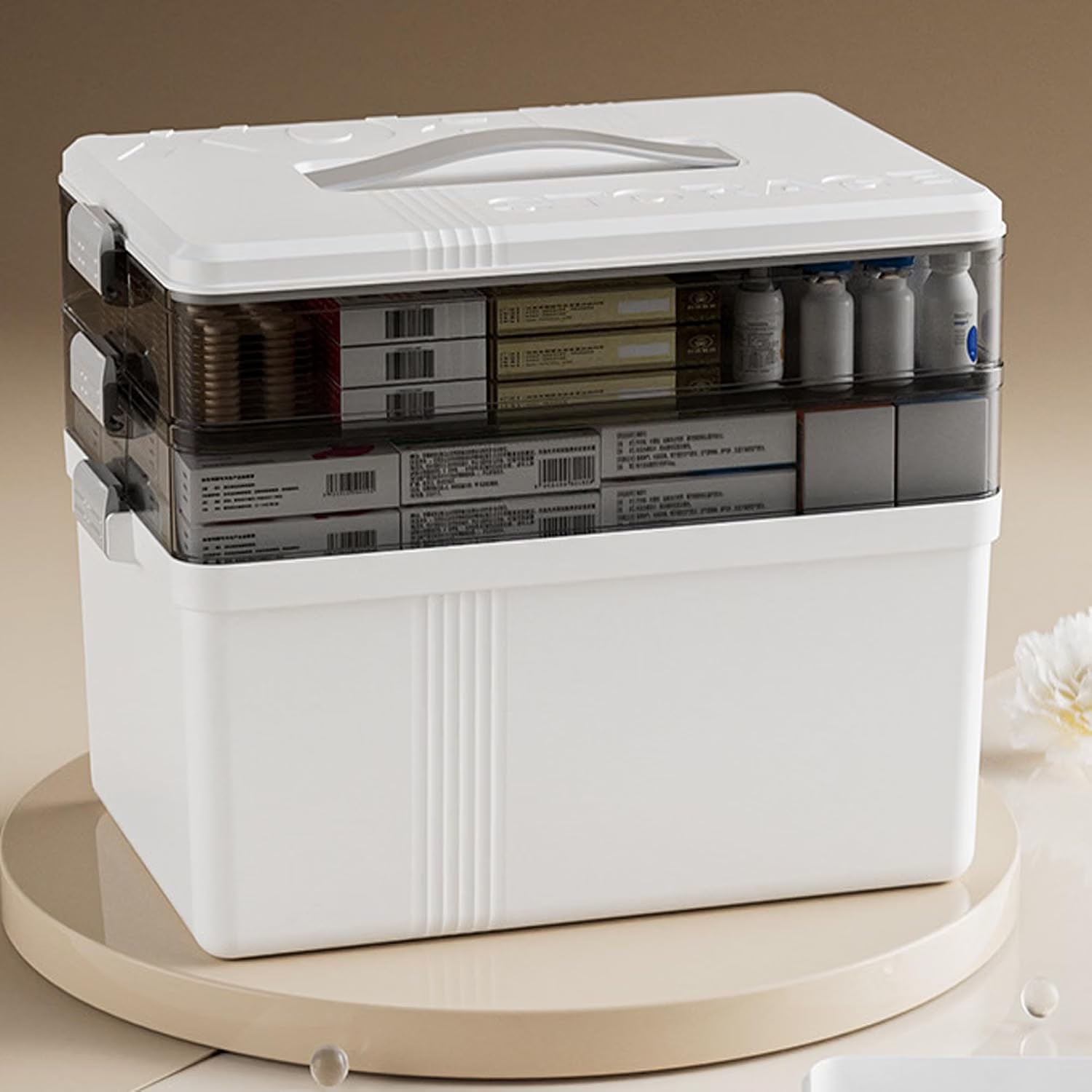 Medicine Storage Box, Medicine Container Box, First Aid Box Household Medicine Container For Medicine Storage, Multi Grid Medicine Box, Portable with Lid Medication Storage Box (3-Layer Extra Large) โ image 1