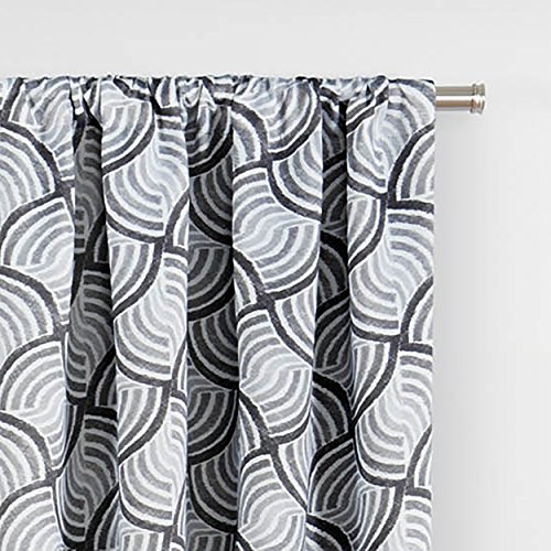 Eclipse Benchley Mid Century Modern Blackout Thermal Rod Pocket Window Curtains For Bedroom Or Living Room (1 Panel), 37 In X 84 In, Charcoal #TOP1