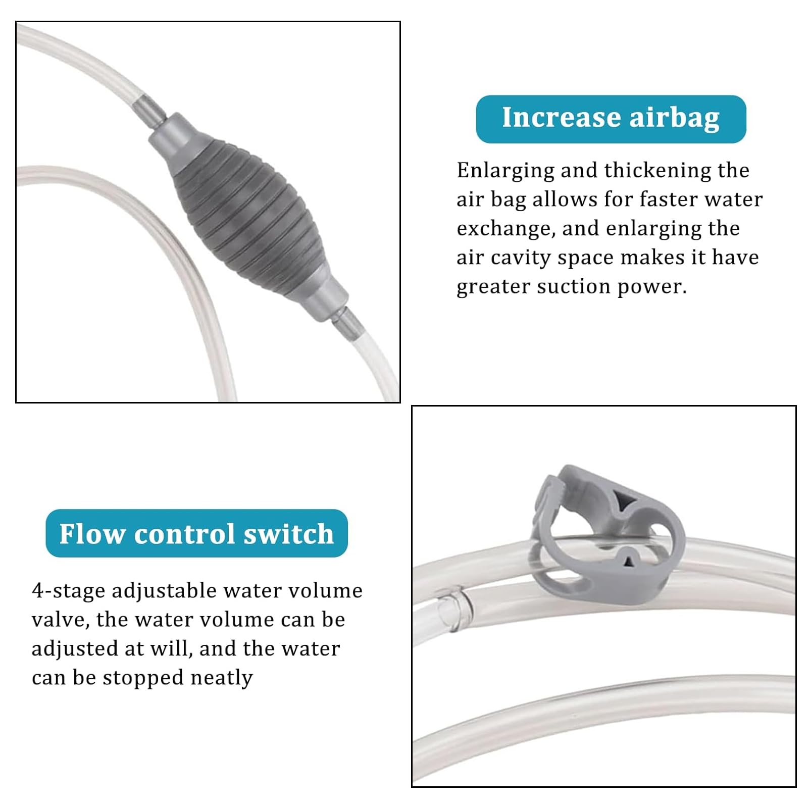 Aquarium Reinigungsset Aquarium Wasserwechsel Aquariumbodensauger AquariumSauger Handpumpe mit Reinigungs-Scheuerschwamm/-Bürste für AquariumWasserwechsel und Filter Sandreinigung