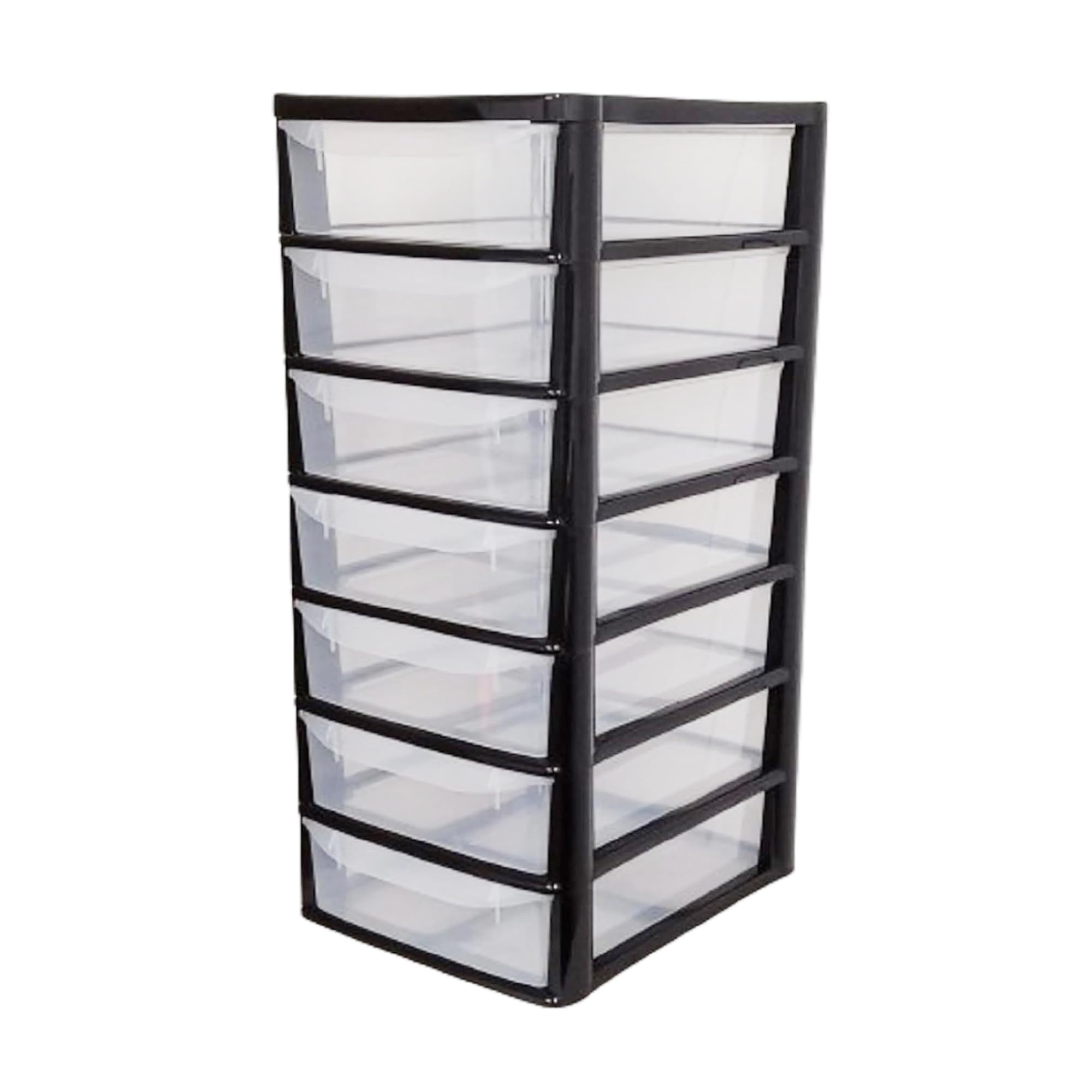 A4 Plastic Slim Storage Drawers Tower Unit Office Desktop Tabletop Home School Garage Portable Desk Organizer 2|3|4|6|8 Tiers (A4 Plastic Small Black/Clear) (Black/Clear, A4 Slim 7 Drawers)